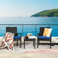 Wicker Patio Chairs Outdoor Furniture Outdoor Garden Swings Patio Furniture Set 3 Piece Blue