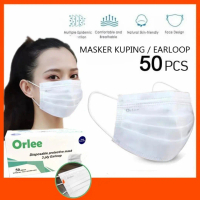 Masker Orlee 3ply Earloop - Masker Medis Izin Kemenkes - Putih 50pcs
