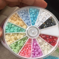 Mixed Color Half Round Flat Back Beads Imitation Pearl Bead For DIY Nail Art Dress Decor Craft Materials F1101