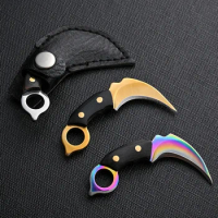Mini Wood Handle Keychain CS GO Claw Pocket Knife Stainless Steel Camping Small Portable Knife Peeler Fixed Blade Multi EDC Tool