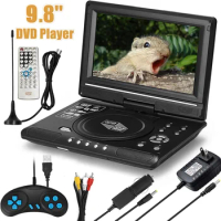 9.8inch Portable DVD Player Mini TV 270° 7" Swivel HD Screen SVCD CD VCD EVD AVI SD Card USB Remote Control Rechargeable Battery