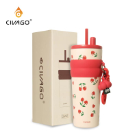 CIVAGO（26oz） แก้วกาแฟสแตนเลสสตีลพร้อมฝาปิด กระติกสุญญากาศเซรามิคไลเนอร์ ชุดภาพวาดลายพิเศษ