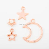 Charms for Jewelry making Star Charms 10pcs Moon Charms Rose Gold Charms Pendant 10pcs Metal Charms cute DIY Jewelry Charms
