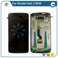 Original For Alcatel One Touch Idol 3 OT6039 6039 LCD Display with Touch Screen Digitizer Assemblely with frame