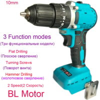 3 in 1 Electric Cordless Drill 10mm Electric Screwdriver Brushless Impact Gun Power Tools Compatible For Makita 18V Battery