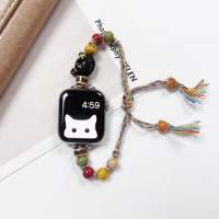 For Cat Beaded Watch Strap iwatch9 Apple Watch Applewatch876SE Watch Strap Cute Watch Strap Accessories