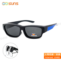 【SUNS】台灣製偏光太陽眼鏡 時尚藍框 墨鏡 抗UV400/可套鏡(防眩光/遮陽)