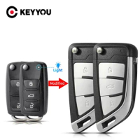 KEYYOU 2PCS New Modified Folding Car Key Case For VW Volkswagen Golf Tiguan Polo Passat B5 Jetta Skoda Seat 2/3 Button