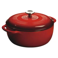 Cast Iron 6 Enameled Cast Iron Cast Iron Camping Supplies Outdoor Pot Camp Cooking Supplies with Handle, Red,freight free