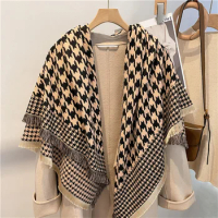 Classic Houndstooth Cashmere Soft Throw Blanket Wraps Shawl Scarf For Sofa Home Car Airplane