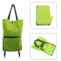1PCS Shopping Trolley Bag With Wheels Portable Foldable Shopping Bag Luggage Bag Packet Drag Collapsible Travel