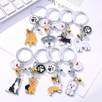 Metal Pet Dog Keychain Cute Bulldog Teddy Samoyed Labrador Retriever Siberian Husky Charm Keyring For Women Men Bag Car Jewelry