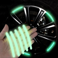 Car Reflective Strips Stickers Car Motorcycle Wheel Hub Decor Sticker Decals Safety Driving Warning Decal Auto Accessories 20Pcs