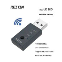 USB Audio Transmitter aptX HD CSR8675 Bluetooth 5.0 Sound Card Adapter for PC laptop Game Device Stereo Transmisor