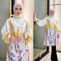 ATASAN TUNIK MOTIF FLOWER SILK PREMIUM BY SHELLASAUKIA ORIGINAL