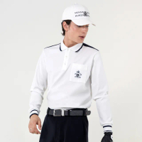 【Munsingwear】官方直營 企鵝牌 男款白色企鵝口袋印花長袖POLO衫 MGUT2B11