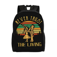 Never Trust The Living Laptop Backpack Men Women Casual Bookbag for School College Student Tim Burton Beetlejuice Movie Bags