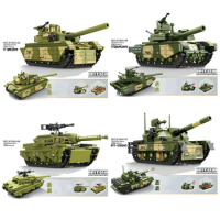 T-84 T-90M PT-91 M1 Abrams Battle Tank WWII Military Infantry Fighting Building Blocks Sets Model Dolls Brick Toys Kids Gifts