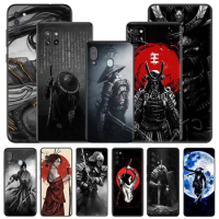 Japan The Samurai Silicone Black Phone Cases for Samsung Galaxy A54 5G A04 A03 A34 A01 A02 A50 A70 A40 A30 A20 S A10 E Cover