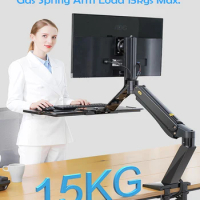 NB40 Ergonomic Height Adjust Computer Sit Stand Workstation 22-32 Inch Monitor Mount Bracket with Keyboard Plate Desk Stand