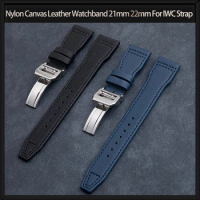 Nylon Canvas Leather Watchband 21mm 22mm For IWC Strap SPITFIRE MARK 18 Portugieser Portofino TOP GUN Pilot IW3777 Wristband