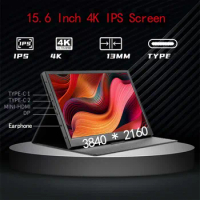 4K Portable Monitor 15.6 Inch 3840*2160 IPS HDR Gaming Monitor 72% sRGB Compatible for PS4/5 Switch Laptop PC Phone