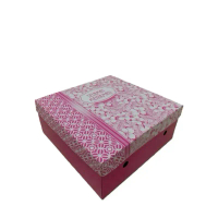 Dus Kue/Dus Nasi uk 20x20x8 Kardus Nasi/Kardus Kue Tebal dengan Desain Bunga Merah Muda