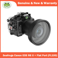 Seafrogs 40M/130FT Underwater Camera Housing Waterproof Case For Canon EOS R6 II With Flat Port (FL100)
