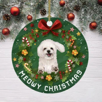 Merry Christmas Pendant Cute Dog Tag Memorial Ornaments Christmas Tree Decor Pendant Plastic Crafts Gift for Home Windows Decor