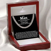 Personalized To My Man Cuban Link Curb Chain I Love You Card Necklace with Led Box Surprise Birthday Christmas Gift Idea