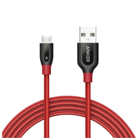 สายชาร์จ Anker PowerLine+ Micro USB สายถัก Nylon 180 ซม. พร้อมซองเก็บ สีแดง