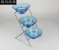 自助餐廳冷會具器皿水果火鍋小蘸料玻璃彩色碗展示架創意多層沙拉