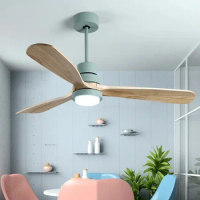 Vintage Wooden Ceiling Fan Light Luxury Home Wooden Ceiling Fans with Lights 42/52 Inch Blades Cooling Fan Remote Fan Lamp