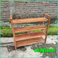 rak kayu minimalis 4 rak susun jati Jawa estetik rak sepatu rak sandal rak buku rak helm