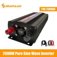 2000W Pure Sine Wave Inverter Power Inverter DC 12V 24V To AC 220V Voltage 50/60HZ Converter Solar Inverter Home Car LED Displa