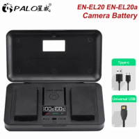 PALO EN-EL20 EN-EL20a Battery + LCD Dual Charger for Nikon Coolpix P1000 P950 1 j1, 1 J2, 1 J3, 1 S1, 1 V3, Coolpix A A1Camera