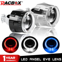 2.5 inch Bi xenon Projector Lens with Sliver Black Mask Led Angel Eyes for H7 H4 Socket Headlights Use H1 HID Bulbs LHD / RHD