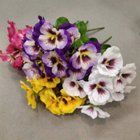 Artificial Pansy Flowers artificial flowers 10 Inch Silk Fake Butterfly Orchid Flower Home office Wedding Decoration