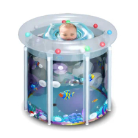 Inflatable Baby Bathtub Foldable Kid Infant Toddler Infant Newborn Air Foldable Shower Bathing Swimming Pool with Swim Ring