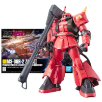 Bandai Genuine Gundam Model Kit Anime Figure HG 1/144 MS-06R-2 Zaku Ⅱ Collection Gunpla Anime Action Figure Toys for Children