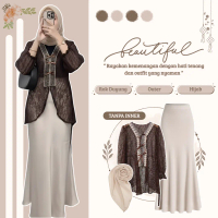 Outfit Lebaran Brukat 3IN1 (OUTER TILE BRUKAT | ROK DUYUNG | HIJAB BELLA) One Set Kondangan, Bridesm