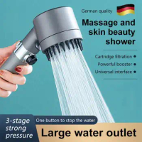 Massage And Skin Beauty Multi-functional Shower High Pressure 3-mode Handheld Shower Head Anti-clog Nozzles