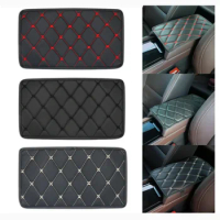Car Armrest Cushion PU Leather Wear Mat Car Armrest Covers Auto Seat Storage Box Universal Center Console Protection Accessories
