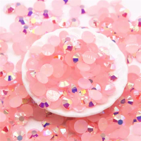 Light Pink AB Resin Jelly 14 facets 2,3,4,5,6mm Flatback Rhinestone Decorations for Phones Bags Shoes DIY Accessories