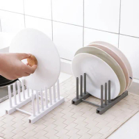 Book Cups Display Stand Drainer Plastic Dish Drainer for Kitchen Pot Lid Holder Kitchen Dishes Drying Rack Dinnerware Storage