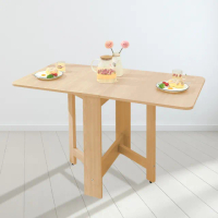 【E-home】Fika悠享系簡約折合蝴蝶長方餐桌-幅120cm 原木色(摺疊餐桌 蝴蝶桌 多功能桌 收納桌)