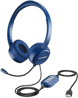 Mpow【美國代購】USB頭戴式 麥克風降噪功能- PA071A - 藍色