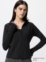 UNIQLO Jaket Aktif Ultra Stretch Active Kerah tegak wanita Ritsleting Full Zip Jacket black L