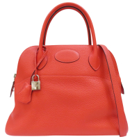 【二手名牌BRAND OFF】HERMES 愛馬仕 橘紅色 牛皮 Bolide31 两用包 T刻