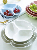 包郵分格餐具盤陶瓷配菜盤子分隔盤家用分菜盤三格分餐盤早餐盤子